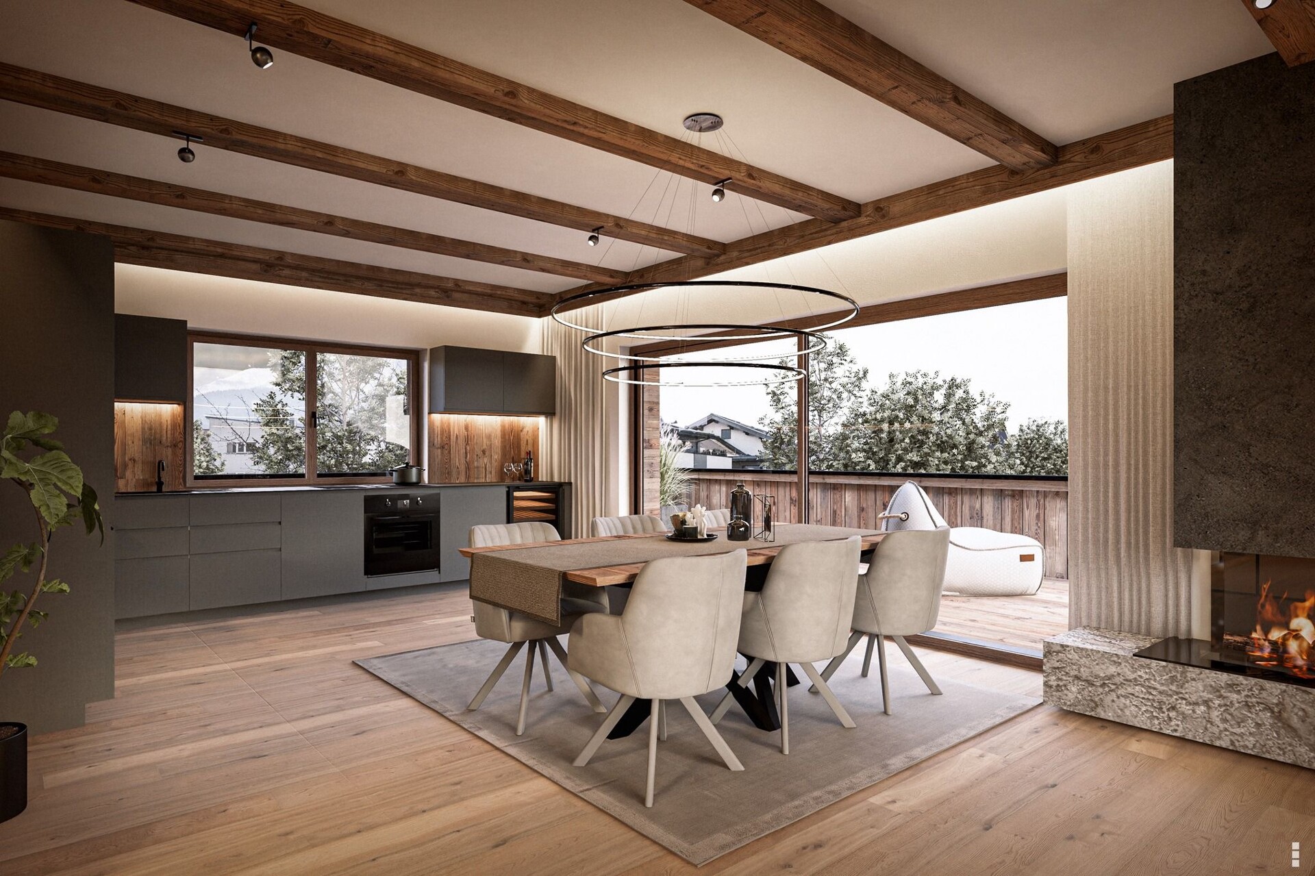 Visualisierung küche u. essbereich