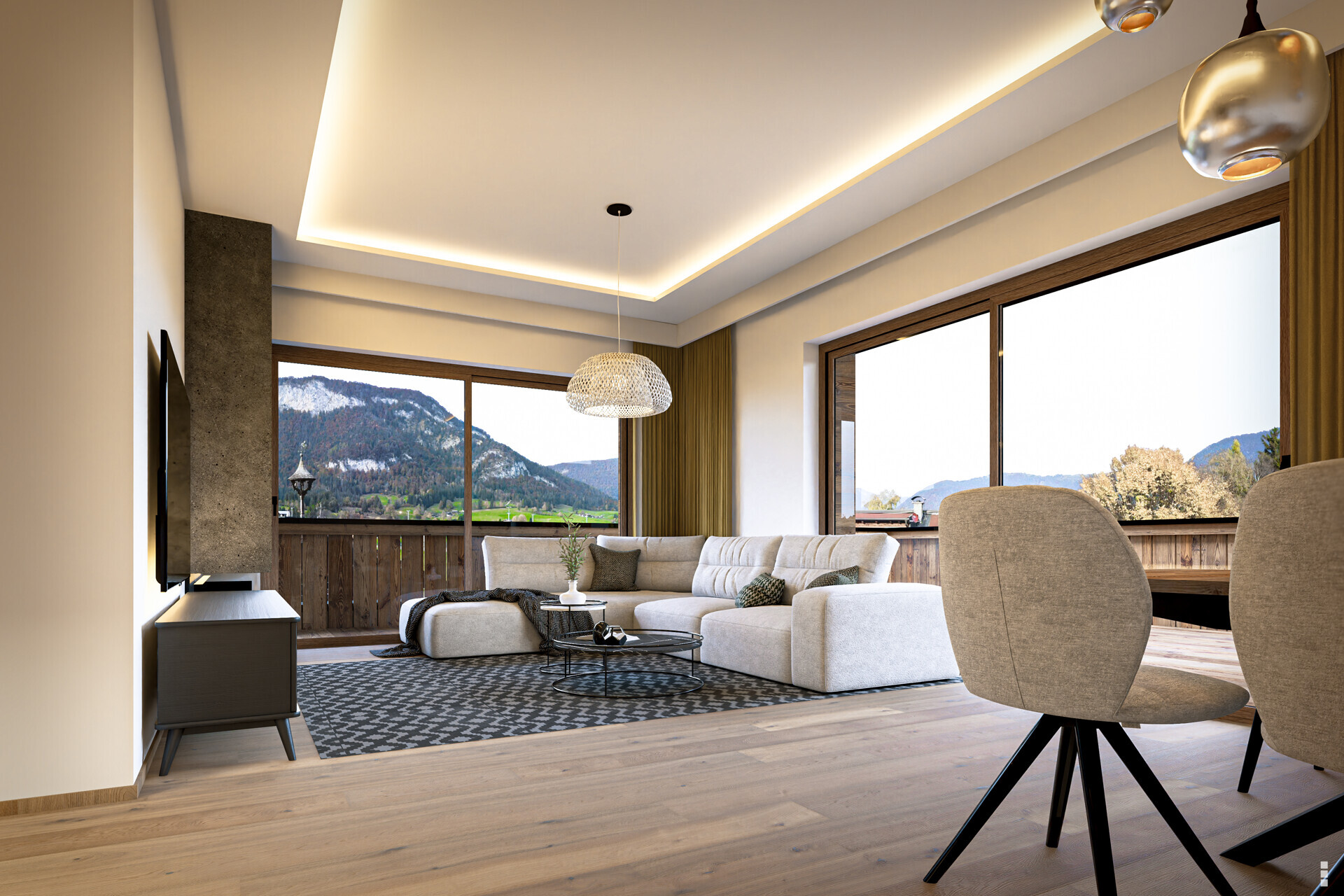 Visualisierung wohn- und essbereich