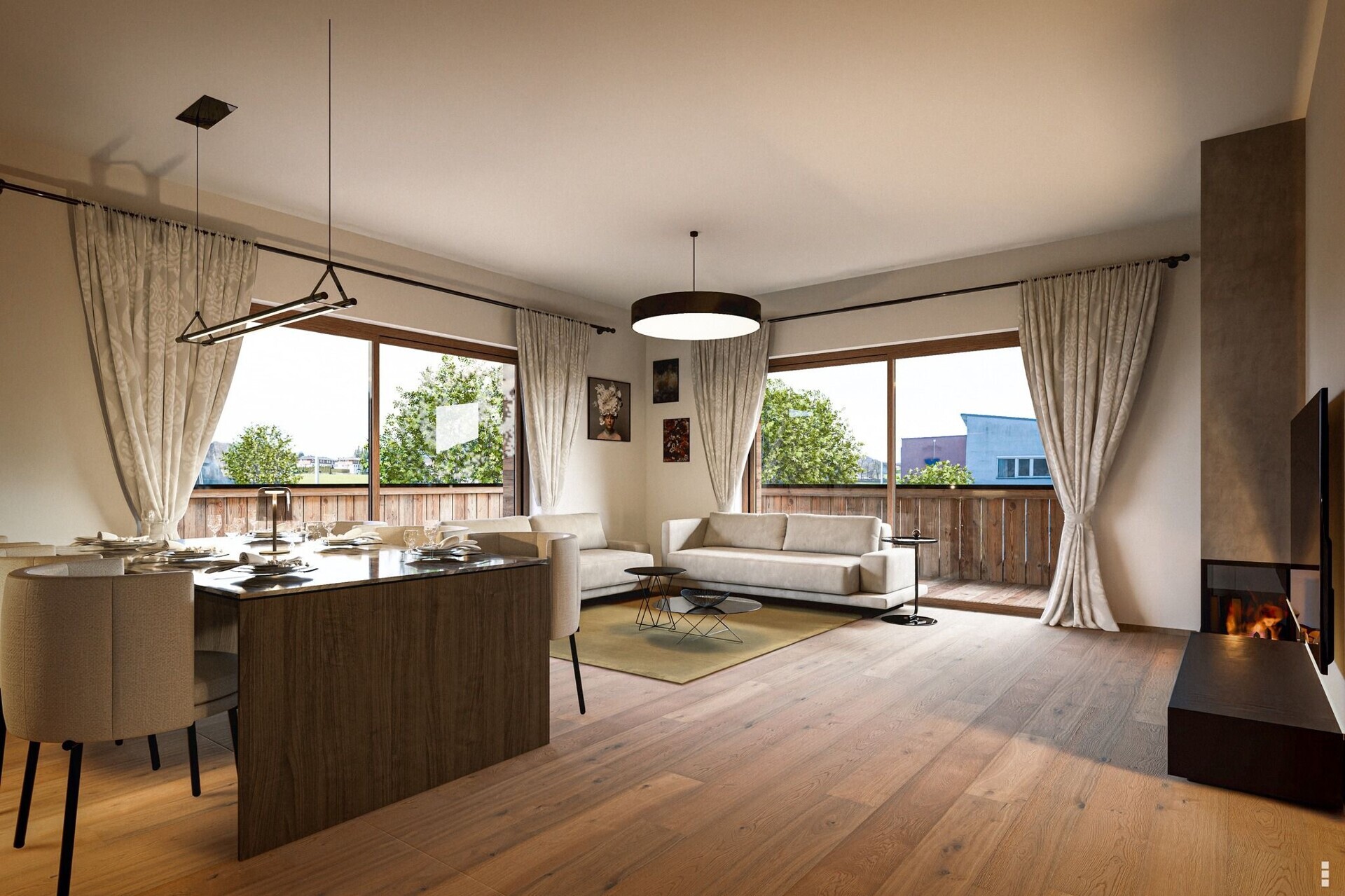 Visualisierung wohn- und essbereich